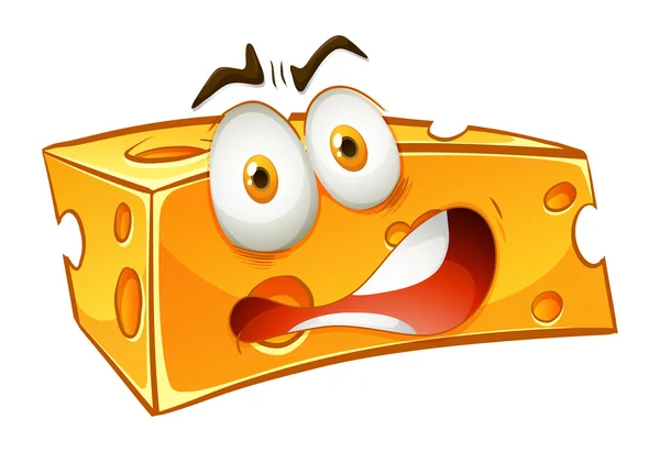 Worried looking yellow cheese — Stock Vector
